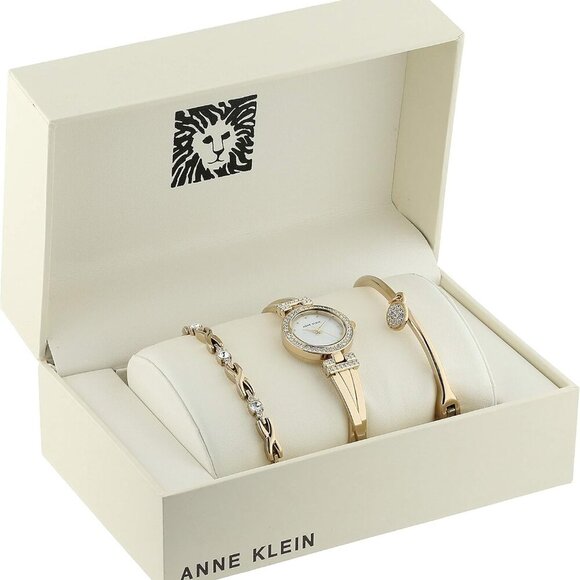 Women's Premium Crystal Accented Bangle Watch and Bracelet Set - Picture 2 of 5